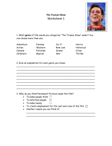 The Truman Show Worksheet 1