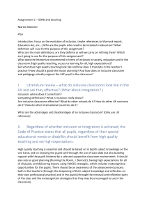 SEND and Teaching Assignment Plan: Inclusion & High-Quality Pedagogy