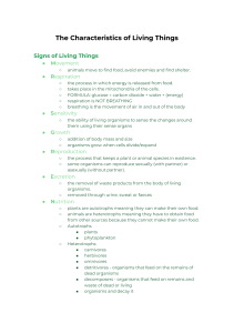 Characteristics of Living Things: Signs of Life