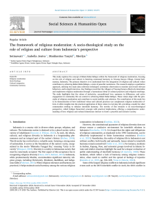 Religious Moderation Framework: Socio-Theological Study from Indonesia