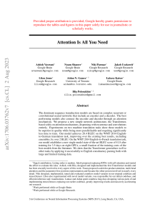 Attention Is All You Need: Transformer Model Research Paper