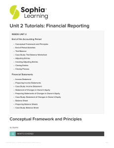 Unit 2 Tutorials: Financial Reporting