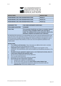 Programming Logic and Design Assessment PRLD5111