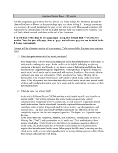 Literature Review Paper on Social Media & Mental Health