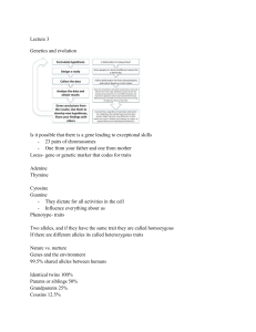 Lecture 3: Genetics and Evolution Basics