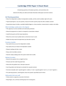 Cambridge 9702 Paper 5 Cheat Sheet: Q1/Q2 & Uncertainty Rules