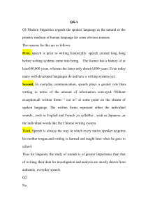 Linguistics Q&A: Spoken Language Primacy & Social Nature of Language