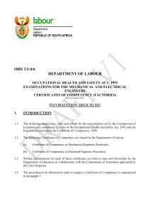 South Africa OHS Act: Mechanical & Electrical Engineer Certificates of Competency