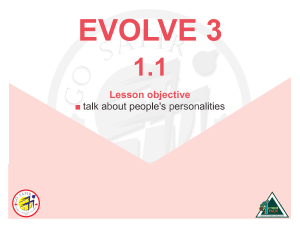 EVOLVE 3 1.1: Talk About Personalities Lesson