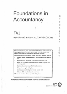 Foundations in Accountancy FA1: Recording Financial Transactions