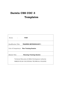 Darwin CSS COC 3 Templates: Training Methodology I Module