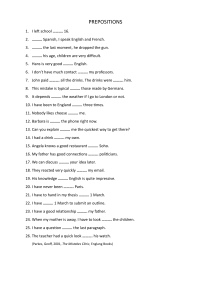 Prepositions Worksheet: Fill in the Blanks