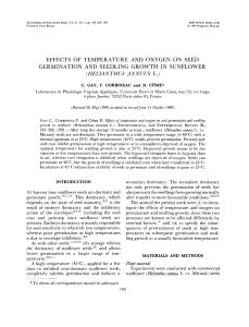 Effects of Temperature and Oxygen on Sunflower Seed Germination