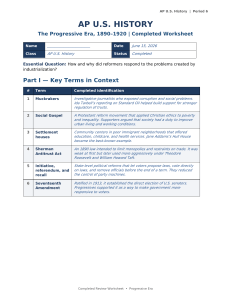 AP U.S. History Progressive Era Worksheet