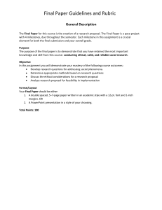 Final Paper Guidelines & Rubric: Research Proposal