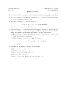 Hoja de problemas 5 - L&oacute;gica Matem&aacute;tica - U. Complutense Madrid
