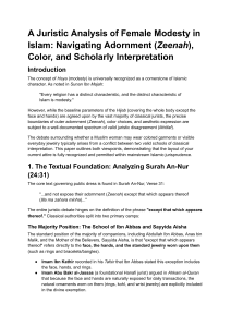 Juristic Analysis of Female Modesty in Islam: Zeenah, Color, Interpretation