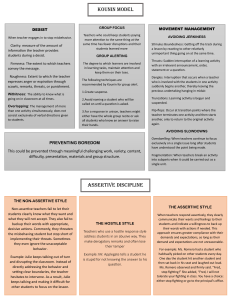 Kounin Model & Assertive Discipline: Classroom Management Strategies
