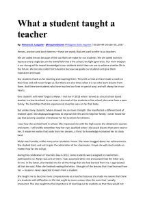 What a Student Taught a Teacher: A Teacher's Reflection