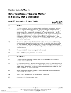 AASHTO T 194-97: Soil Organic Matter by Wet Combustion