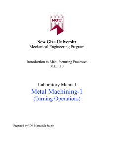 New Giza University Lab Manual: Metal Machining-1 Turning Operations