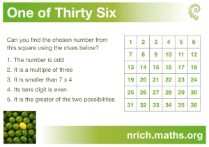 One of Thirty Six Math Puzzle