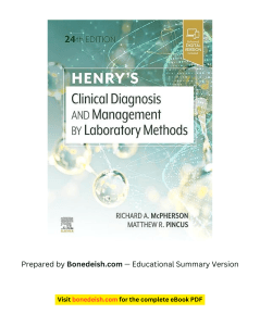 Henry's Clinical Diagnosis & Lab Methods 24th Ed Summary