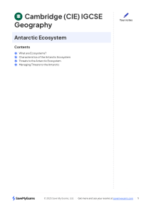 IGCSE Geography Antarctic Ecosystem Notes