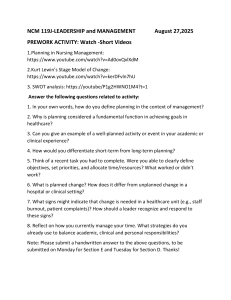 NCM 119J Leadership and Management Prework Activity