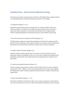 Probability Theory Week 4 Summary (Blitzstein & Hwang)