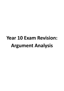 Year 10 Argument Analysis Exam Revision Guide
