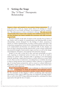 Respect-Focused Therapy: I-Thou Therapeutic Relationship