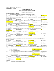 Organizational Behavior Mid-Term Exam