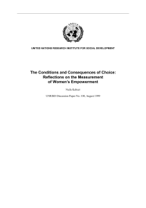 Measuring Women&rsquo;s Empowerment: Conditions and Consequences of Choice