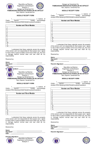 Module Receipt Form - Sipocot National High School