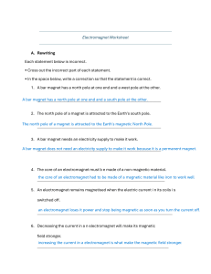 Electromagnet Worksheet: Rewriting & True/False Questions