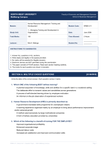 HRMA 211 Exam Paper: Training and Development