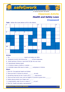 Health and Safety Laws Crossword Puzzle