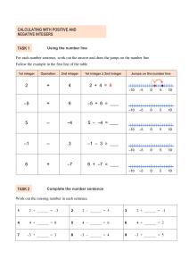 Calculating with Positive and Negative Integers Worksheet