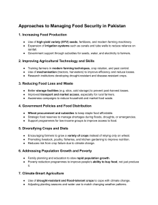 Food Security in Pakistan: Key Approaches
