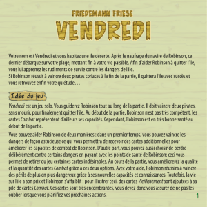 Manuel de r&egrave;gles du jeu Vendredi par Friedemann Friese
