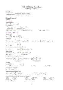 MCE 406.3 Energy Technology Formula Sheet