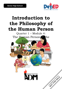 Senior High School Philosophy Module: Human Person in Environment