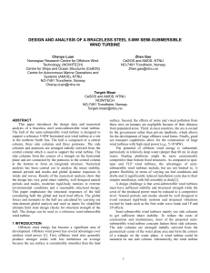 Design and Analysis of a Braceless Steel 5-MW Semi-Submersible Wind Turbine