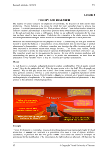 Research Methods STA630: Theory and Research