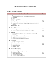 Crit&eacute;rios de Avalia&ccedil;&atilde;o do Portf&oacute;lio - Faculdade de Educa&ccedil;&atilde;o e Psicologia