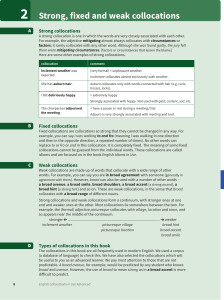 Strong, Fixed, Weak Collocations: Advanced English