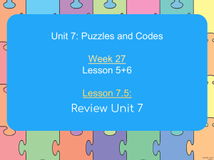 Unit 7: Puzzles and Codes Lesson Plan