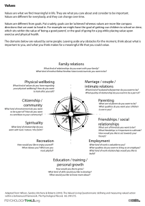 Values Worksheet: Personal Growth & Life Meaning