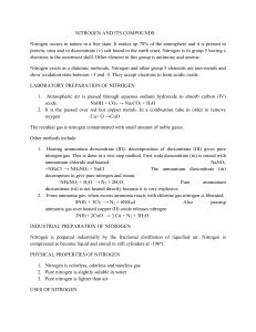 NITROGEN & ITS COMPOUNDS